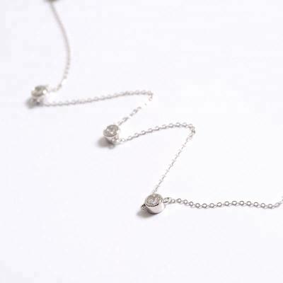 China Rhodium plating punk fancy come jewelry 925 silver long fashion chain necklaces with zircon for women for sale