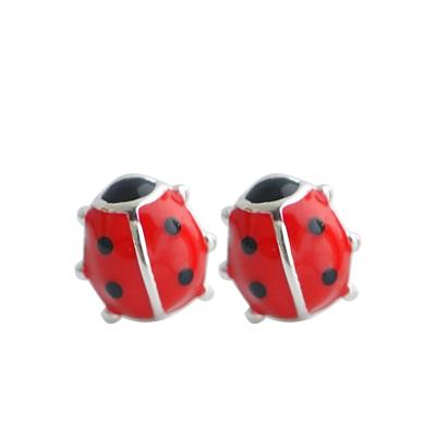 China Stud Earrings For Women Wish Store Hot Sale Enamel Cute Ladybugs Shape 925 Sterling Silver Stud Earrings for sale