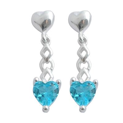 China Stud Earrings For Women Fashion Design Long Chain Hanging Earrings Light Blue Stone 925 Sterling Silver Jewelery Jewelry for sale