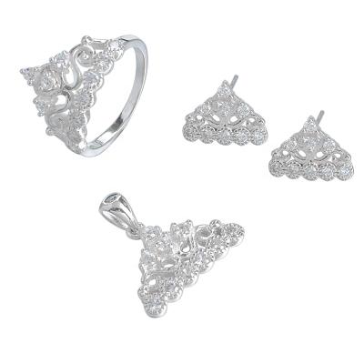 China CLASSIC 925 Sterling Silver Bridal Crown Jewelry Set High Quality Wedding for sale