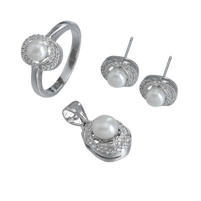 China Weiheng Factory CLASSIC Zircon Set Ladies Fashion Accessories Canton Silver Jewelry With Freshwater Pearl for sale