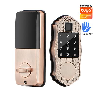 China Anti-Peep Code+Wrong-Try Lockout+Tamper Alarm TTLOCK Wifi Smart Deadbolt Keypad Lock without Handle for Interior Entrance Door With Alexa Google Assistant for sale