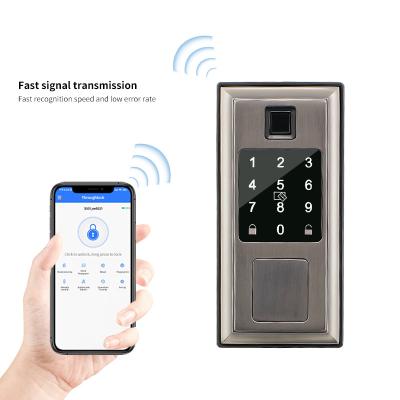 China Anti-Peep Code+Wrong-Try Lockout+Tamper Alarm Tuya APP TTLOCK Smart Deadbolt Keypad wifi Lock without Handle for Interior Entrance Door With Alexa Google Assistant for sale