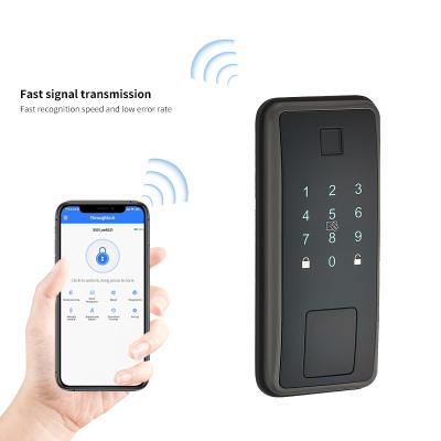 China Anti-Peep Code+Wrong-Try Lockout+Tamper Alarm Tuya APP TTLOCK wifi Smart Deadbolt Keypad Lock without Handle for Interior Entrance Door With Alexa Google Assistant for sale