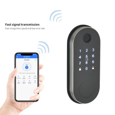 China Anti-Peep Code+Wrong-Try Lockout+Tamper Alarm Tuya Smart TT LOCK  built in Fingerprint Deadbolt Smart Keyless Door Lock with American Standard for sale