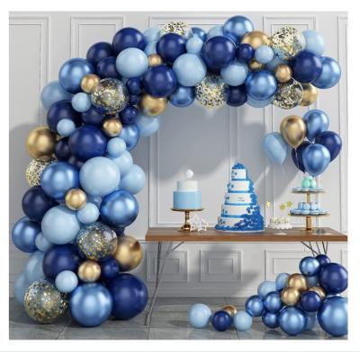 China Popular 2022 New Blue Gold Balloon Wreath Set 12in Sequin Balloons Party Decoration Baby Shower Birthday Party Balloon Arch Kit for sale