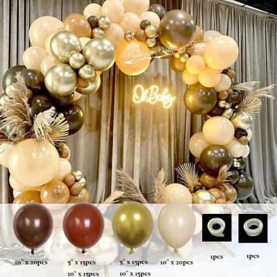 China Advertising Toy New Retro 102pcs Brown Chrome Latex Balloon Garland Decoration for Baby Shower Wedding Party for sale