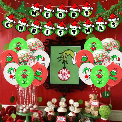 China Wholesale Indoor and Outdoor Christmas Party Decoration Merry Christmas Party Decoration Grinch Banner Balloon Cake Topper Party Decor Santa Party Supplier for sale