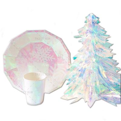 China Disposable Dishes and Disposable Christmas Dishes Party Dishes and Cups Paper Napkins Set Tableware Wholesale Set for sale