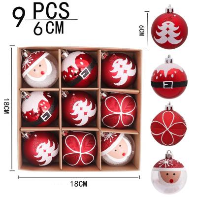 China Christmas Tree Ornaments Merry Christmas 6cm Ball Set 9pcs Tree Pendant Round Shaped Balls Christmas Ornaments Christmas Tree Decoration Balls for sale