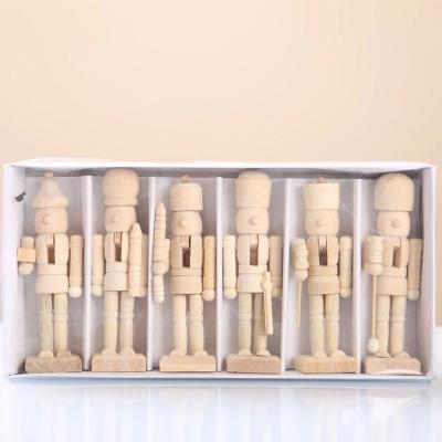 China Soldier 12cm Nutcracker Christmas Decoration Christmas Chirstmas Decor 6 Pcs Wooden Doll Set Indoor Nature Palm Trees Covered for sale