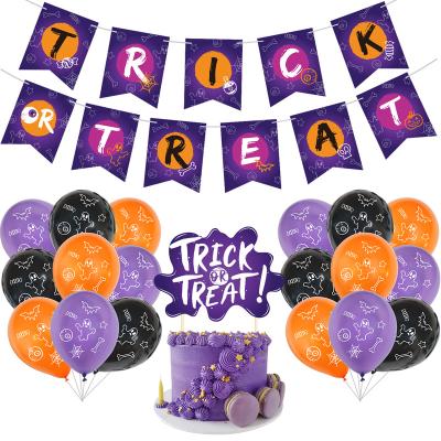 China New Arrival Purple Disposable Balloon Cake Banner Decorations Party Halloween Balloon Cardboard Topper Decoration For Party for sale