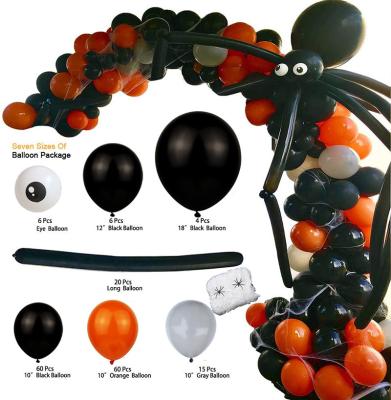 China 100% Eco-friendly 202 New Arrivals Halloween Decoration Parties Supply Large Black Spider Balloon Orange Halloween Latex Balloon Arch Kit for sale