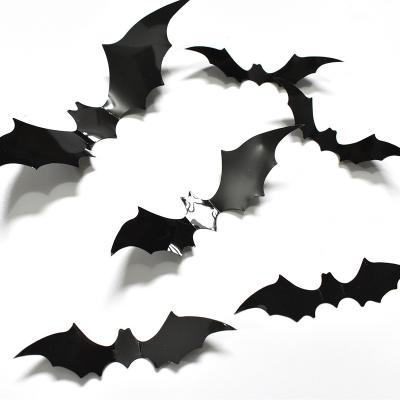 China 12Pcs Decorative Sticker 12Pcs Black 3D PVC Bat Wall Stickers Halloween Decoration Sticker For Home Decor Party Kids Room Living Room Wall for sale