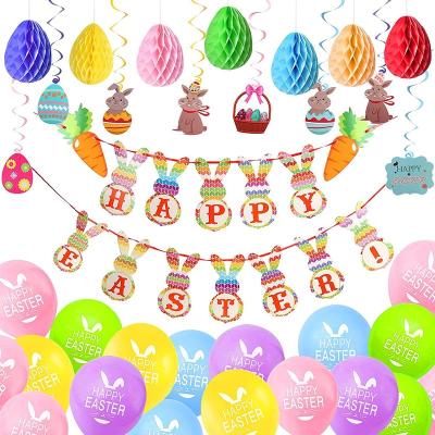 China Custom Holiday Party Cake Spiral Topper Banner Balloons Set Bunny Theme Party Decoration Easter Home Decor for sale