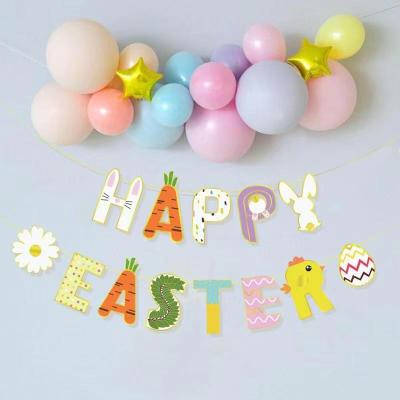 China Cute New Design Bunny Wall Party Decor Happy Easter Party Decoration 2022 Easter Theme Party Paper Banner Easter Party Decoration for sale