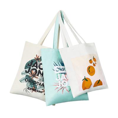 China 100% Eco-Friendly Reusable Printed Natural Organic Cotton Woman Shopping Shoulder Bags Tote Canvas Bags Custom Made Wholesale for sale