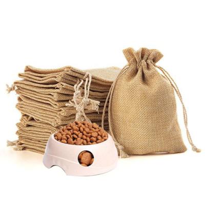 China Eco-Friendly Reusable Natural Repurposed Burlap Gift Dust Proof Burlap Twine String Bag Mini Packaging Pouch Bag For Bean Nuts for sale