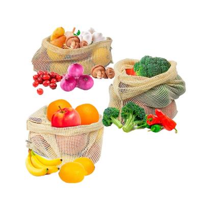 China 100% Eco-friendly Multipurpose Lightweight Shopping Mesh Cotton Bag For Onion Fruits And Vegetables for sale