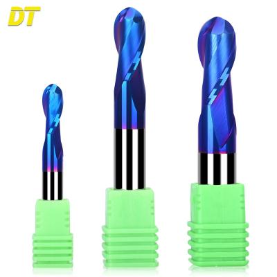 China HRC 65 Machining Cnc Machining Carbide Ball Nose Milling Carbide End Mills Nano Blue Coating End Mills for sale