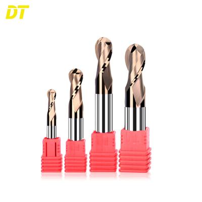 China DT HRC 55 Two Flute Ball Nose Milling Machining End Mill CNC Machines Soild Carbide Used In Lathe Machining for sale