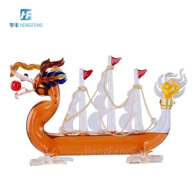 China Gift & Wholesale Craft Market In Mumbai Animal Shaped Handmade Dragon Whiskey Glass Sailing Decanter for sale