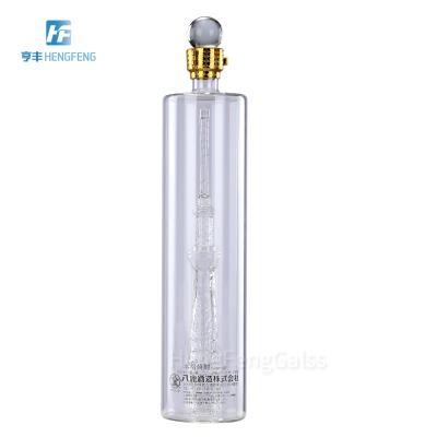 China Gift & Best Online Craft Store Premium Durable Delicate Glass Liquor Bottle 750ml Unique Shaped Glass Vodka for sale