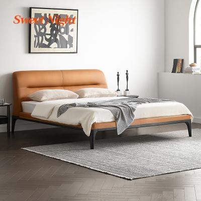 China Simple modern plush bedroom crib luxury leather bed large storage nest velvet double berth upholstered for sale