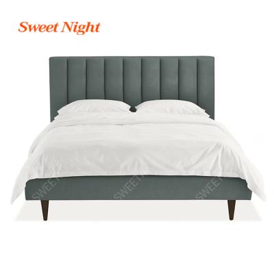 China Latest Design Foshan Headboard Frame Queen Bed Dark Green Fabric Velvet Beds Furniture Elegant Luxury Tufted Double Bed Frame for sale