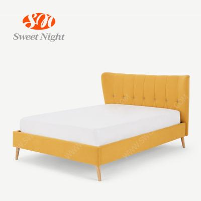 China Modern Designer Hotel King Tufted Full Size Velvet Fabric Double Bed Frame for sale