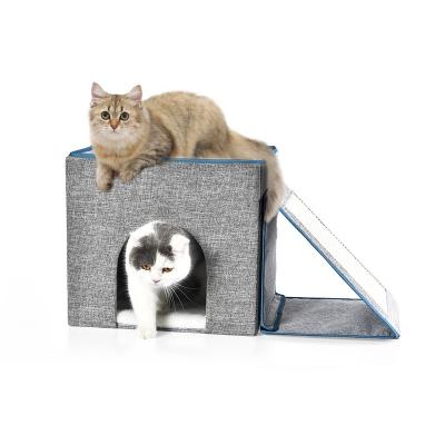 China EarthyPawz Stocked Imitated Sisal Scratcher Ramp Scratch Board Kitty Bed Cat House Canvas Cube for sale