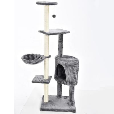 China New Design Sisal Mail Stocked Hammock Mounting Scratcher Toy Big Cat Tree House Housing for sale