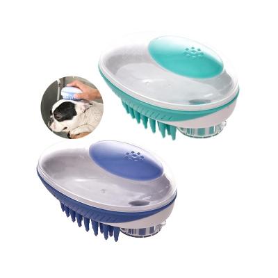 China Stocked Pet Grooming Cleaning Bathing Tool Soap Dispensing Massage Cat Dog Shampoo Brush for sale