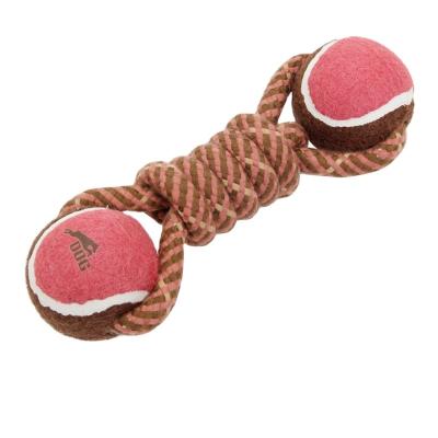 China Sustainable Pet Bone Shaped Rope Chew Puppy Ball Dog Dental Health Clean Toy for sale