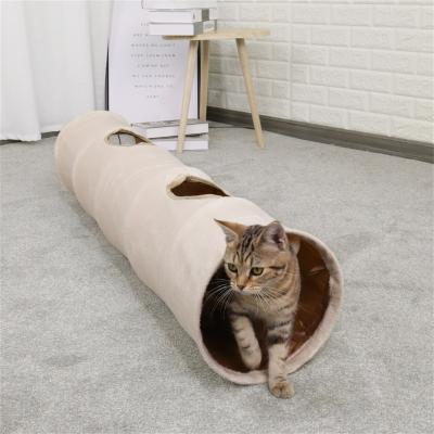 China Viable Collapsible Cat Tunnel Crinkle Kitten Play Tube With Ball Fun Cat Toys 2 Suede Peep Hole Pet Toys for sale