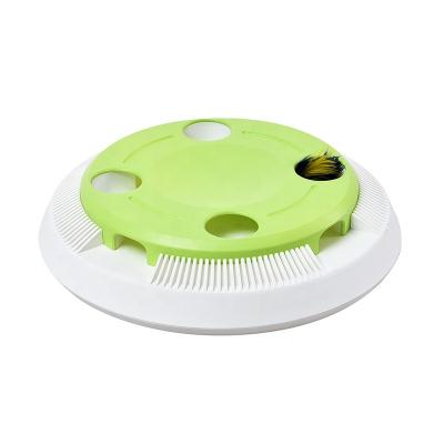 China Battery Operated Electric Automatic Rotating Pet Interactive Stored Feather Cat Activity Toy for sale