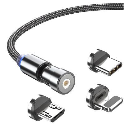 China MP3/MP4 Player Cable USB 540 Degree Rotation 3 in 1 Quick Fast Charger Led Lightweight Magnetic Cable for iPhone for sale