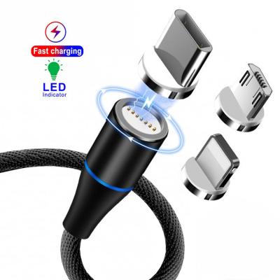 China MP3/MP4 Player Fast Charging Magnetic Data Cable 3 In 1 Fast Charging Data Cable 3A Type C Lightning Cable for sale