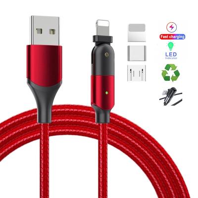 China Mobile Phone Etc.electronic Product Charging Micro Rotating USB Cable Data 180 Ignition Cable With LED Light FCC RoHs for sale