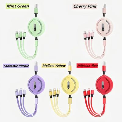 China MP3/MP4 Player Macaron 3 in 1 Silica Gel OEM LOGO Liquid Retractable USB USB C Quick Charging Micro Cables for sale