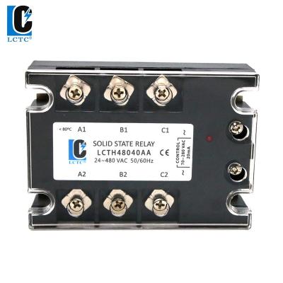 China AC 70-280VAC 24-480VAC Sealed 40A AC To High Power SSR 40AA Three Phase Solid State Relay for sale