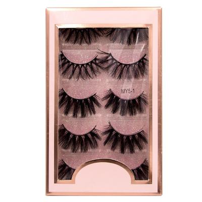 China Natural Soft Eyelash 5 Pairs 3d Faux Mink Eyelashes Lash Long Soft Full Natural False Eyelash Strip Lashes for sale