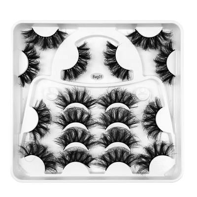 China 9 Pairs Fluffy Lashes Wholesale 3D Seller Natural Handmade False Eyelashes 25mm for sale