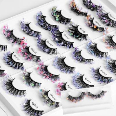 China Mink Lashes Luminous Fluffy Dramatic Messy False 3d False Eyelashes Fluffy Glitter 20mm Long for sale