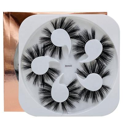 China Natural Long 5 Pairs Natural False Eyelashes 3D Handmade False Lashes Faux Tapered Mink Eyelashes Extension Volume Soft Mink Lashes Eye Makeup for sale