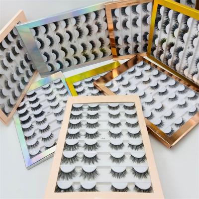 China Natural Soft Wholesale 16 Pairs Lashes Box 3D Lashes 25mm Custom Packaging False Mink Eyelash Lashes for sale