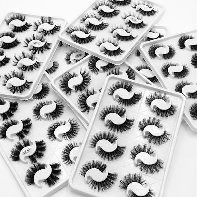 China Dramatic Fluffy Tapered 8 Pairs 3d Fluffy Hand Made Mink Eyelashes Full Strip False Eyelashes for sale