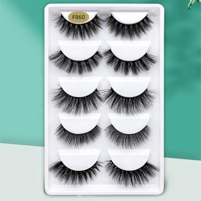 China Wholesale Private Label Natural Soft Eyelash 5 Pairs Natural False False Eyelashes Mink False Eyelashes 3D 5D Highlights for sale