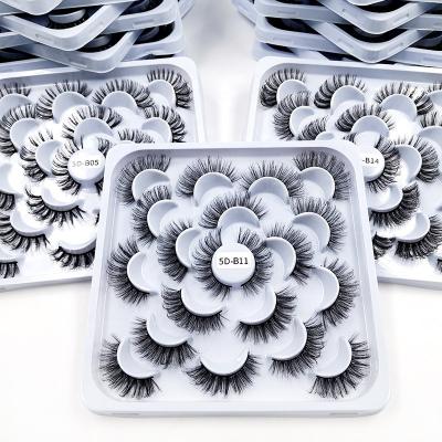 China 10 Pairs 3D Synthetic Fiber False Eyelashes 18mm Crisscross Natural Soft Thick Natural Messy Eyelash Tapered Lashes for sale