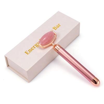 China Rose Quartz Jade Roller Energy Waterproof Beauty Electric Vibrating Bar Blood Vessel Removal Massage Facial Skin Care for sale